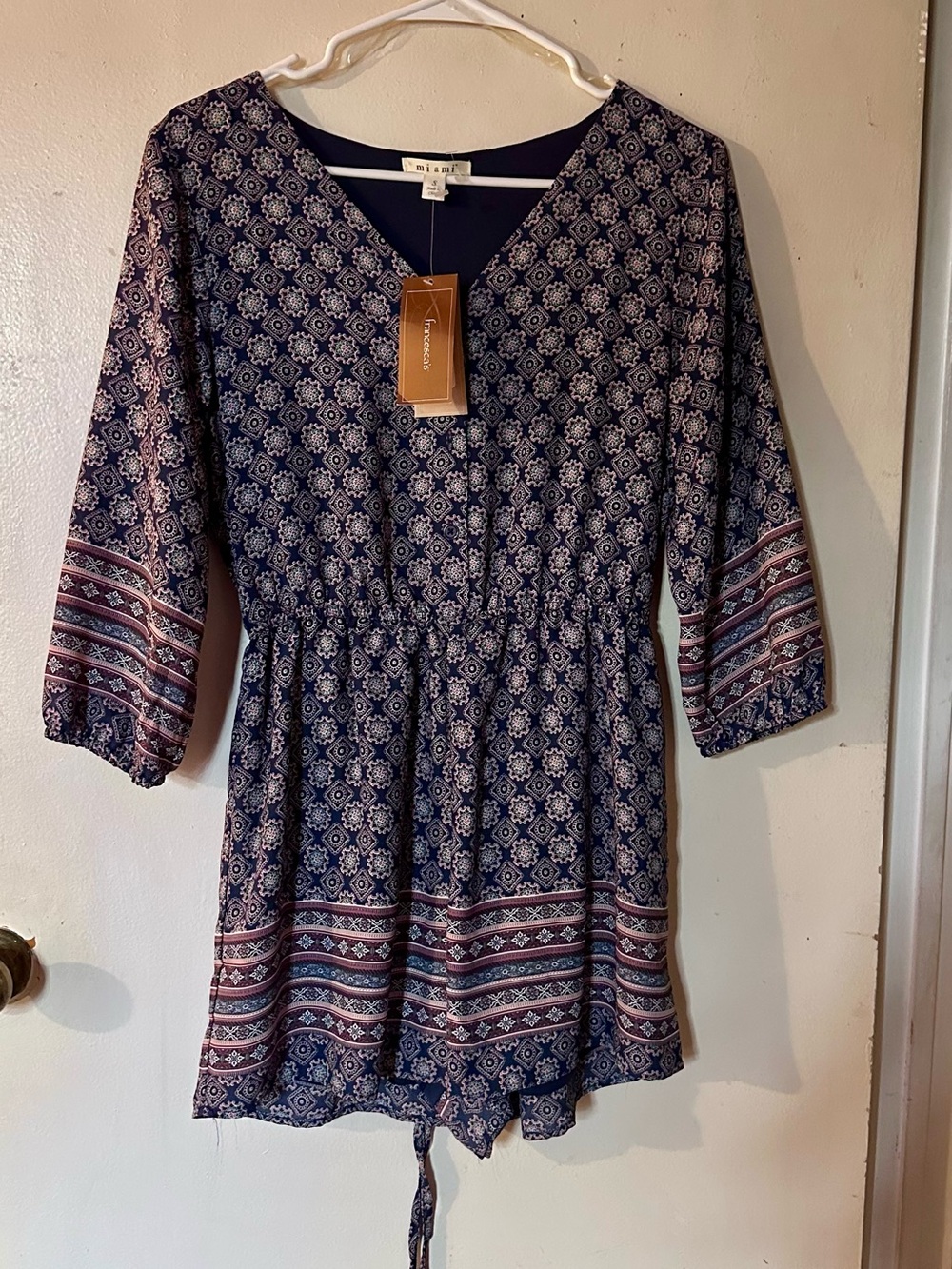 Super cute Francescas MiAmi Patterned Romper with Pink Accent